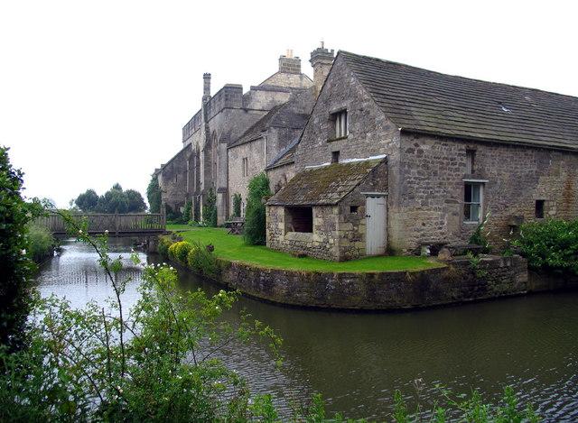 Markenfield Hall and bridge from across moat